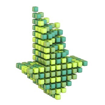 Download arrow made of different green cubes 3D